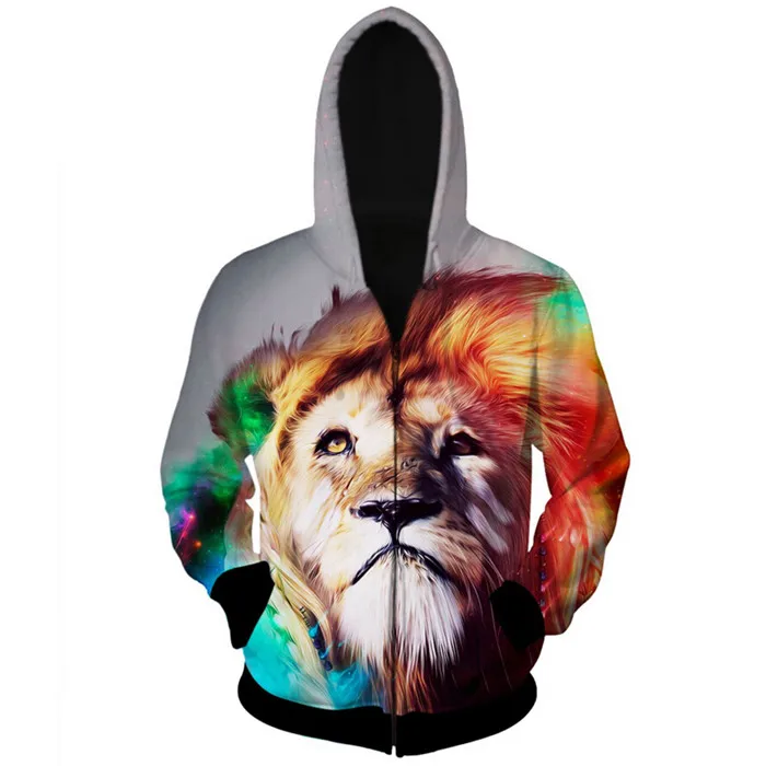 Color as picture PLstar Cosmos 3d толстовки на молнии с принтом животных для мужчин/женщин куртка на молнии сова/лошадь/собака/Лев Печатный свитер Топы - Цвет: Color as picture