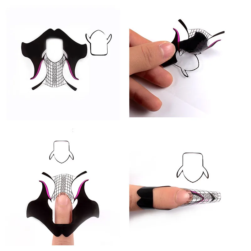 Finger Angel 50/100/500 шт. дизайн Пластик черные волосы Форма формы для наращивания ногтей советы инструмент для маникюра(гель-XK001