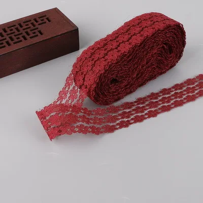 Burgundy Горячая 10 ярдов кружево, лента, тесьма 25 мм широкая отделка DIY ремесла вышитый шнур для шитье украшения африканская кружевная ткань - Цвет: Burgundy