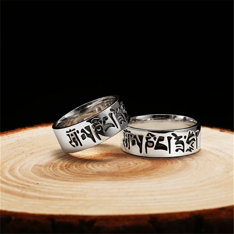 Silver 925 Mantra Ring Yoga Buddhist Buddha Engraved Ethnic Tribal Sanskrit Oxide Sterling Thai | Украшения и аксессуары