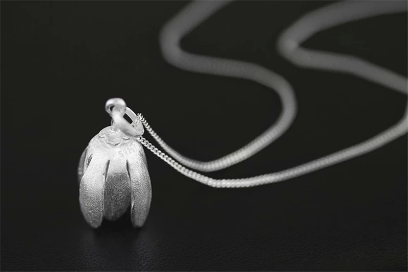 Lotus Fun реальные 925 серебро ручной работы fine jewelry цветок лотоса дизайн кулон без ожерелье Acessórios для женщин