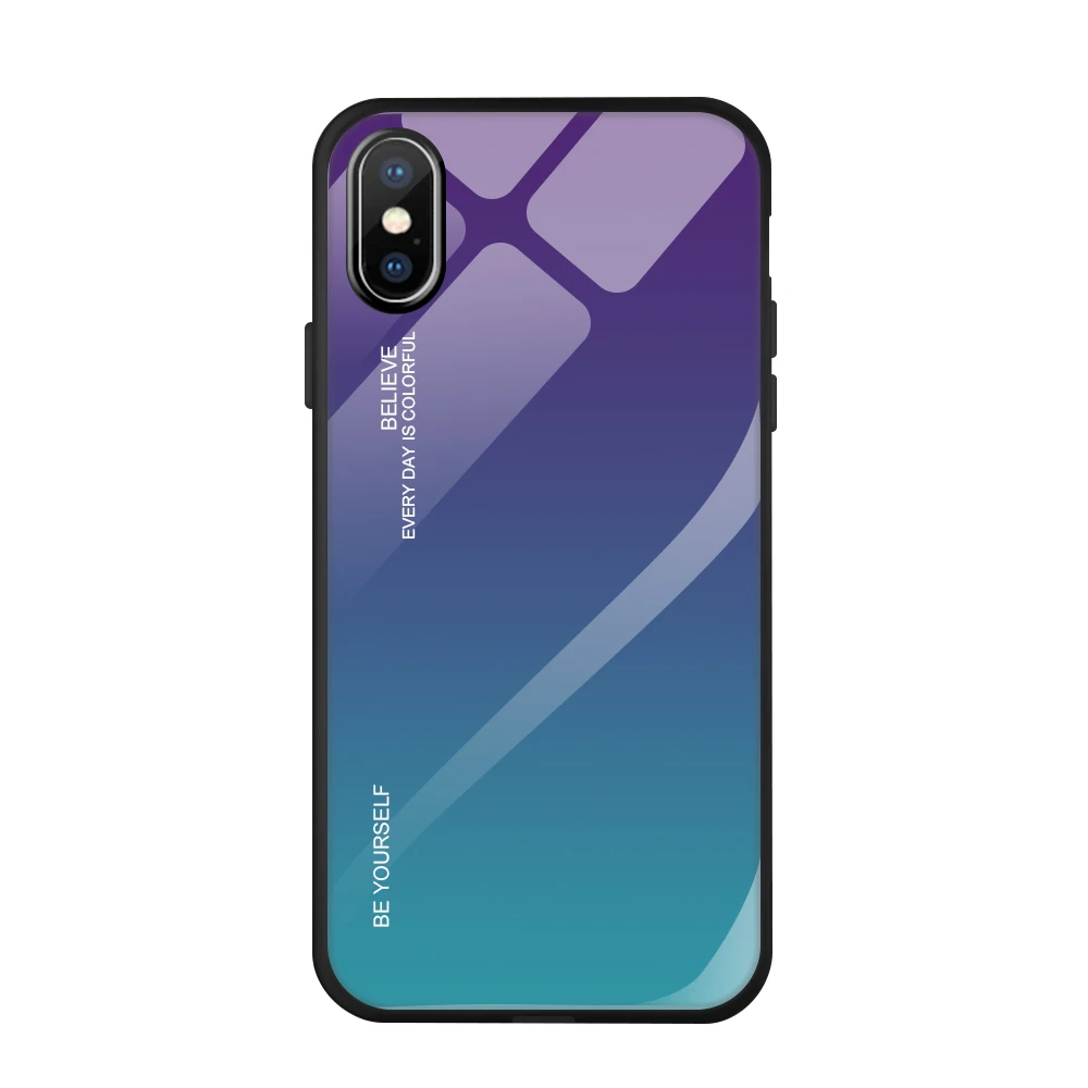 Чехол для Apple iphone XS Max XR X, Роскошный Жесткий чехол из закаленного стекла, модный градиентный защитный чехол, чехол для iphone 6 6 S 7 8 Plus - Цвет: style 03