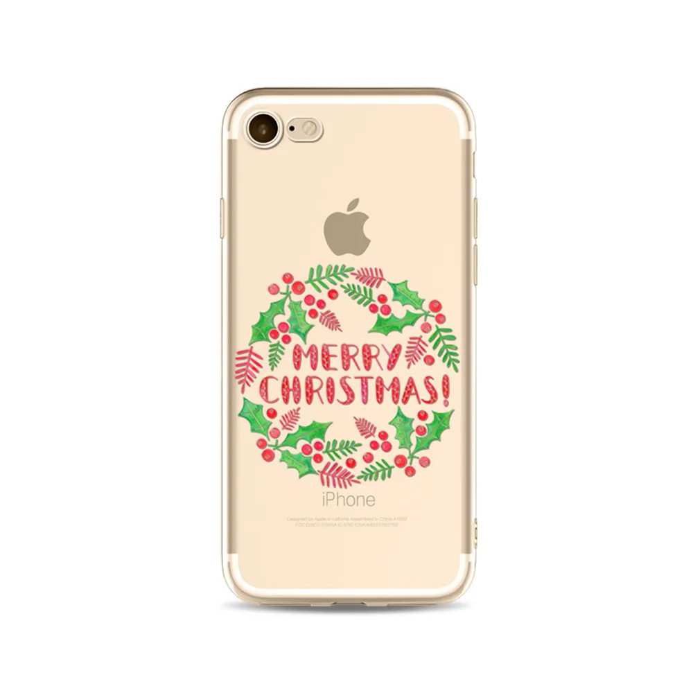 IMIDO Hot Selling Merry Christmas Tree Deer Design i7 i7Plus Phone Case Soft Transparent TPU Cover For iPhone X |
