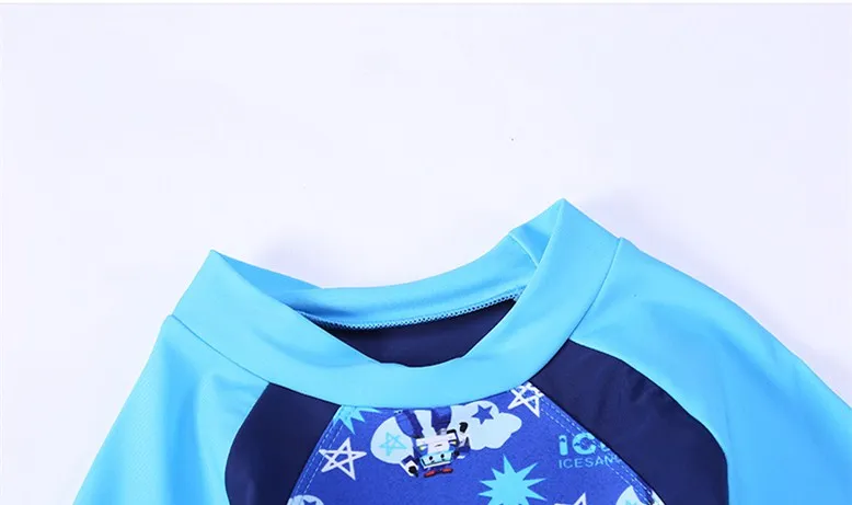 2018 новые для маленьких мальчиков из двух частей купальники синий печатных