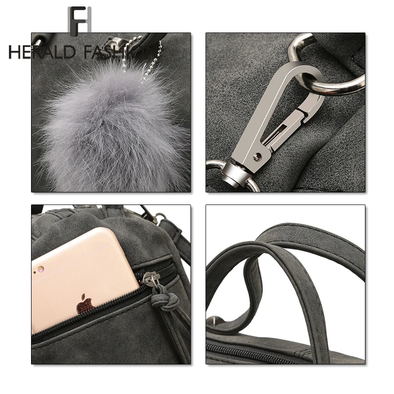 Herald Fashion Женская сумка-тоут с заклепками кожаные женские сумки помпоном для волос