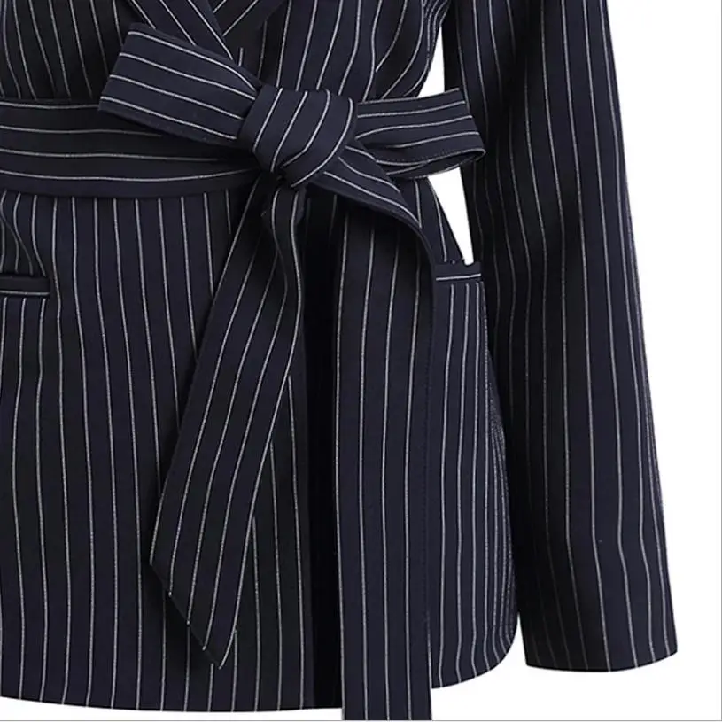 Женские офисные блейзеры в полоску большие размеры Осень-зима 2019 модные куртки с