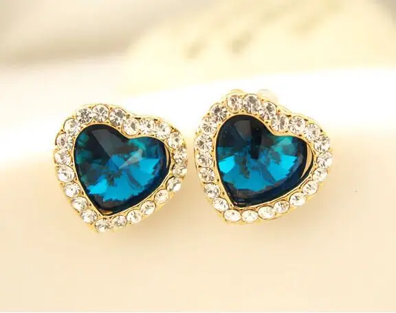 Fashion high quality simple temperament heart shape crystal rhinestone lady earrings jewelry gifts wedding party dress wholesale | Украшения