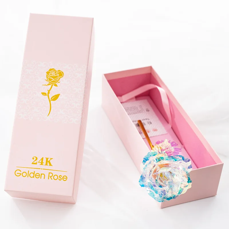 Have light with base День Святого Валентина креативный подарок 24 K Фольга Золотая Роза длится навсегда любовь Свадебный декор любовник освещение роза с розовой упаковкой - Цвет: Have light with base