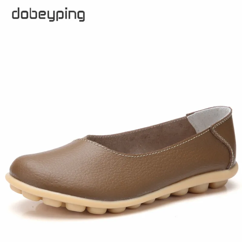 Khaki Dobeyping/Новинка; сезон весна-осень; женская обувь из натуральной кожи на плоской подошве; женские лоферы с закрытым носком; прошитая женская обувь; большие размеры 35-44 - Цвет: Khaki