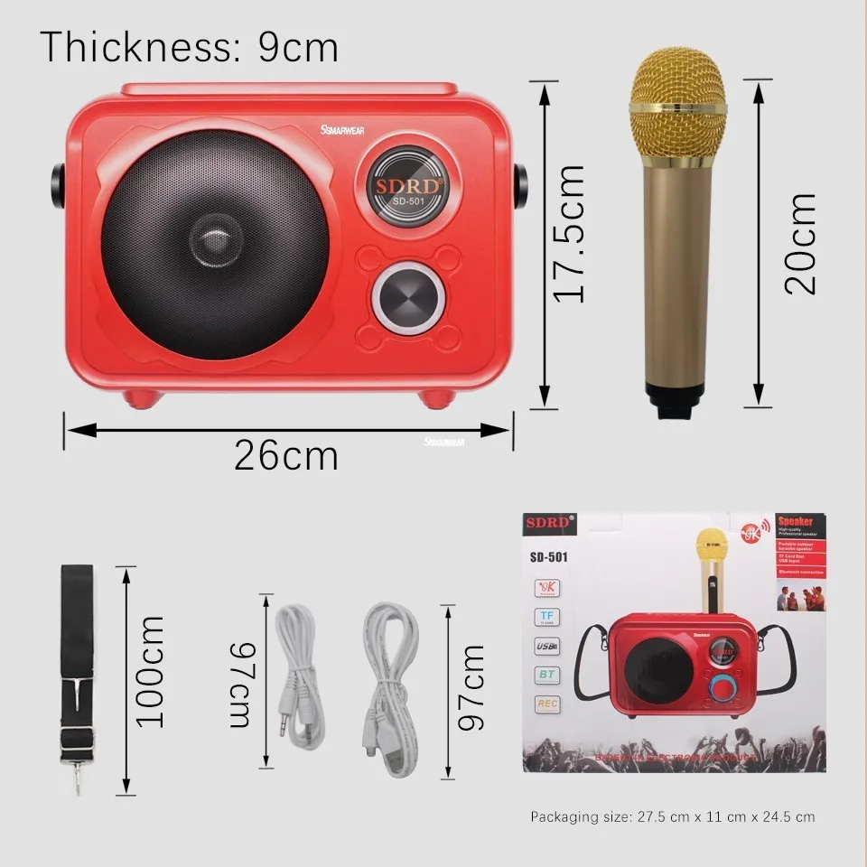 Bluetooth динамик с беспроводным микрофоном портативный подвижный караоке KTV