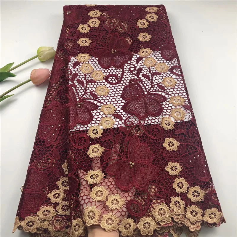

2019 Latest Nigerian Lace Fabrics For Wedding Dress African Cord Lace Fabrics High Quality Guipure Lace For Wedding