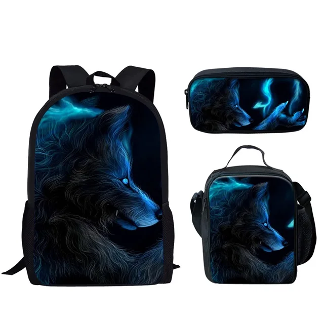 HMC1476CGK INSTANTARTS 3D Волк рюкзак для молодых девочек и мальчиков Mochila студенческий школьный крутой животный узор мужской набор Рюкзак Детские сумки для книг - Цвет: HMC1476CGK