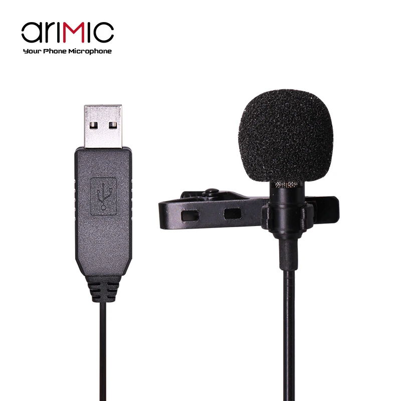 AriMic USB Запись Lavalier микрофон клип на лацкане всенаправленный конденсаторный для