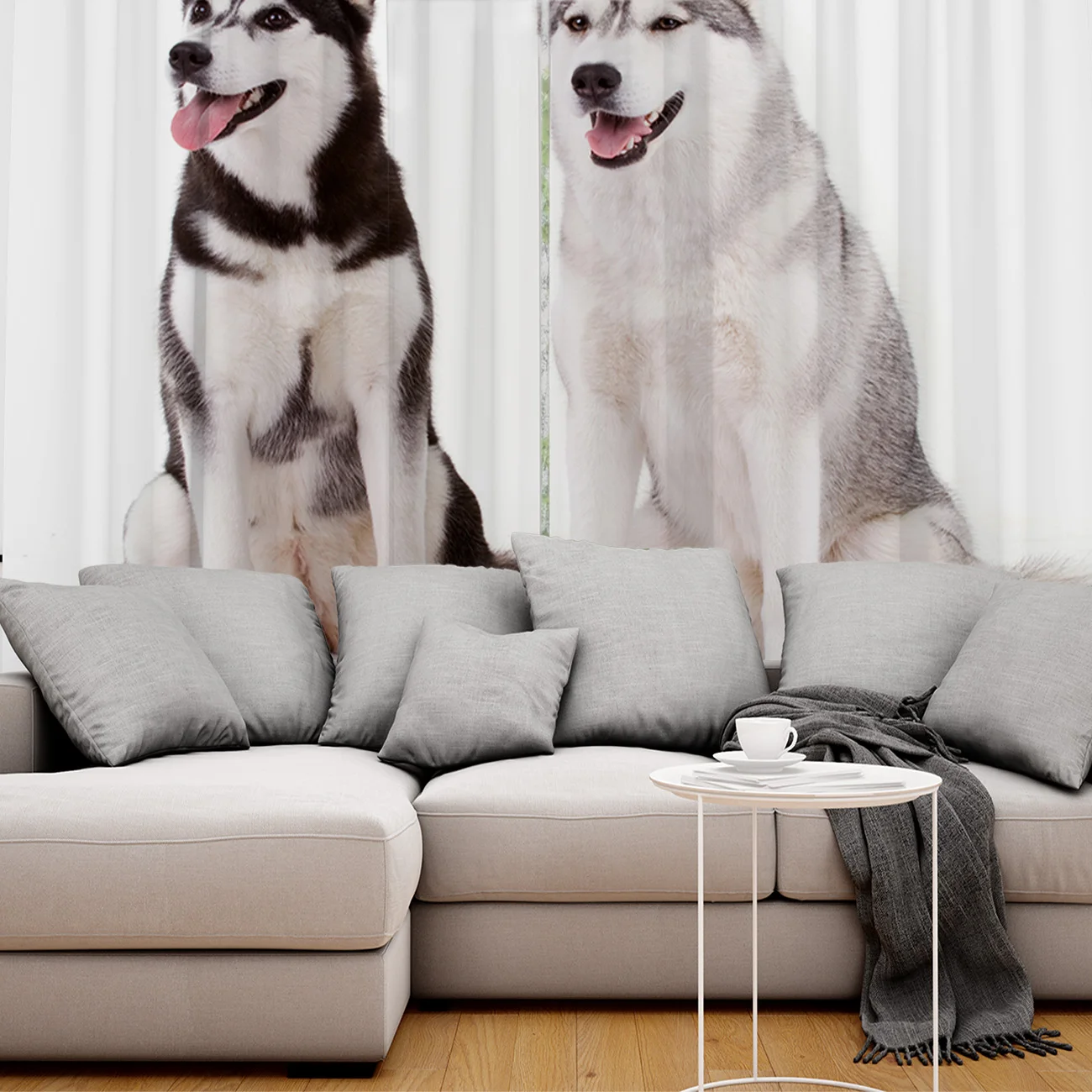 

Dear House Curtains Animal Two Dogs Alaskan Dogs Curtains Living Room Decor