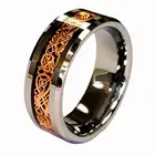 Винтажное розовое золото кельтский Дракон вольфрам карбид углеродное волокно обручальное серебряное кольцо для мужчин Помолвочные ювелирные изделия