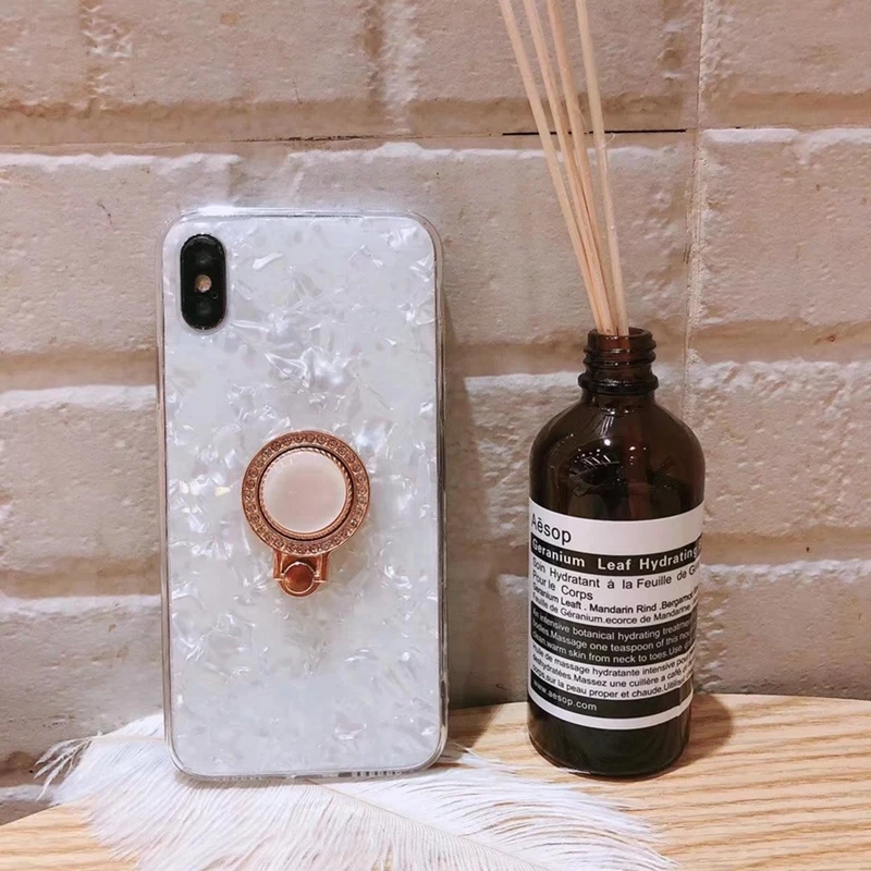 Задняя подставка держатель кольцо чехол для iPhone 7 Plus 8 6s X Xs милый Gifl мраморный