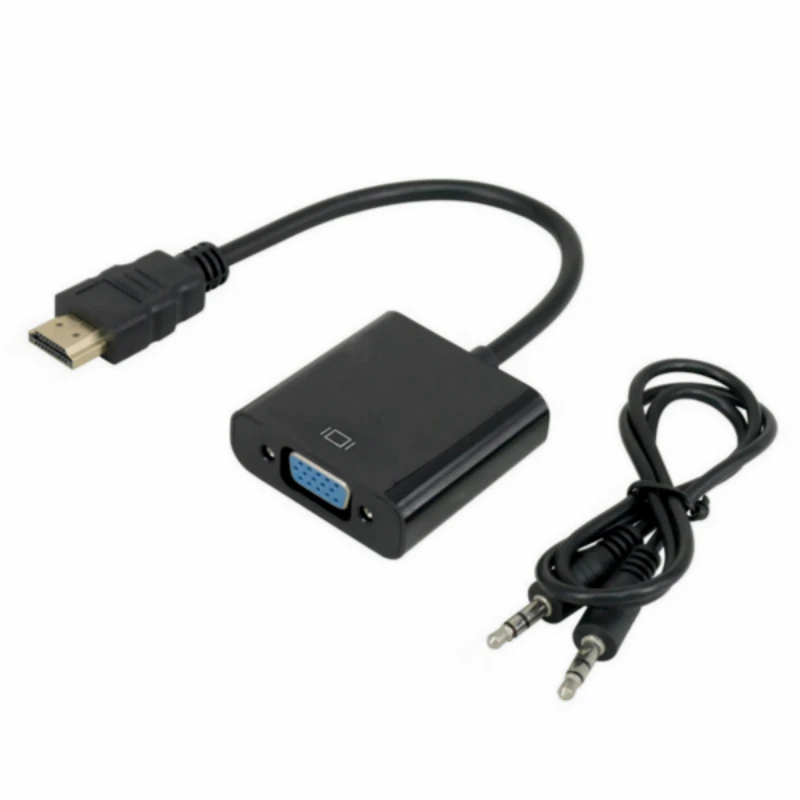 Адаптер 1080P HDMI совместимый с VGA Аудиокабели конвертер штырь гнездо HD для ПК