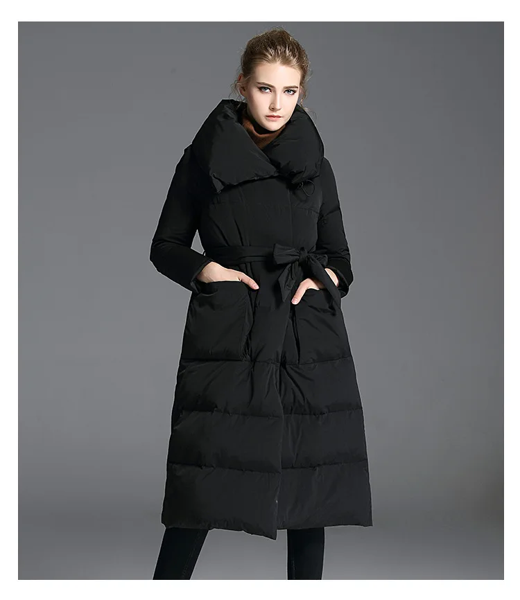 Winter Ladies Fashion Lapel Down Jacket Black Dark Blue Brown Wine Red womens coats | Женская одежда