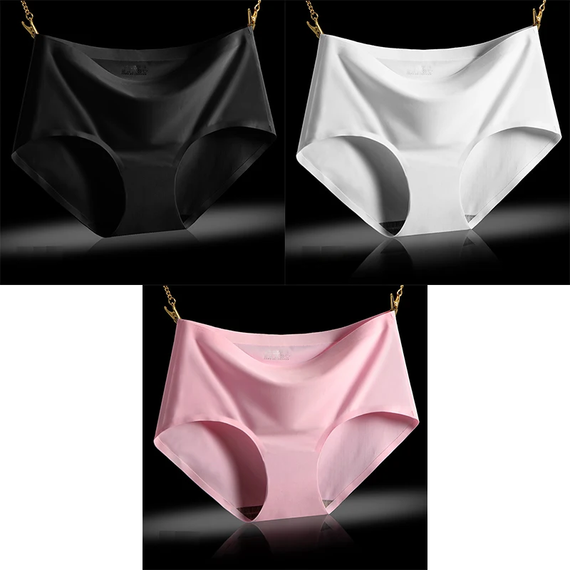 black white pink BZEL, 3 шт./лот, трусики, бесшовный набор трусов, нижнее белье для женщин, удобные, шелковистые, женские трусы со средней посадкой, сексуальные трусики, женское нижнее белье - Цвет: black white pink