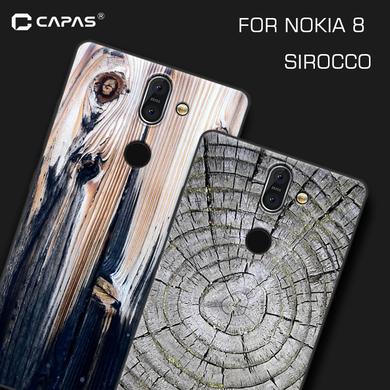 Мягкий силиконовый чехол для телефона Nokia8 Sirocco с изображением деревянного камня