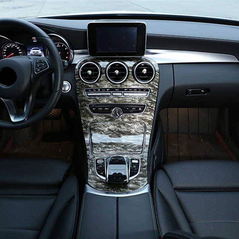 Мраморный узор Стиль центральной консоли панели украшения ABS 2 шт для Mercedes Benz C Class W205 GLC X253-18 интерьерные наклейки