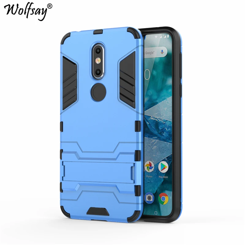 Wolfsay Cover For Nokia 7.1 Case Slim PC + Soft Rubber Armor Phone Fundas for TA-1085 TA-1100 |