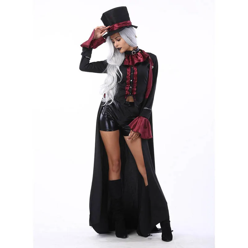 

Female Vampire Halloween Costumes Black Suit Clothing Set Queen Dresses Demon Gentleman Uniform Witch Role Playing Halloween