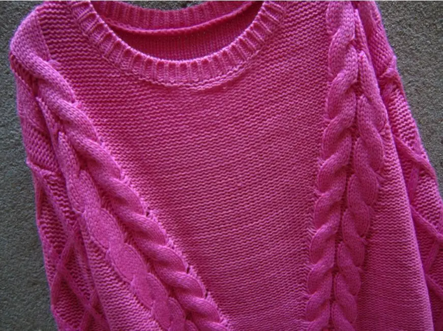 Женский Длинный свитер с круглым вырезом вязаный винтажный джемпер массивным