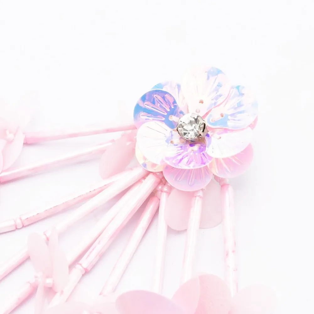 6 цветов богемные Винтажные висячие серьги с цветком из пайеток акриловые