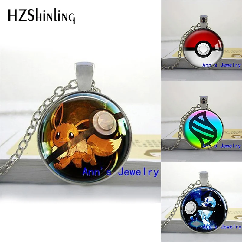 HZShinling Горячие Стекло купол ювелирные изделия Eevee Pokeball круглый Цепочки и ожерелья Покемон Пикачу подвеска персонализированные изображение Цепочки и ожерелья HZ1