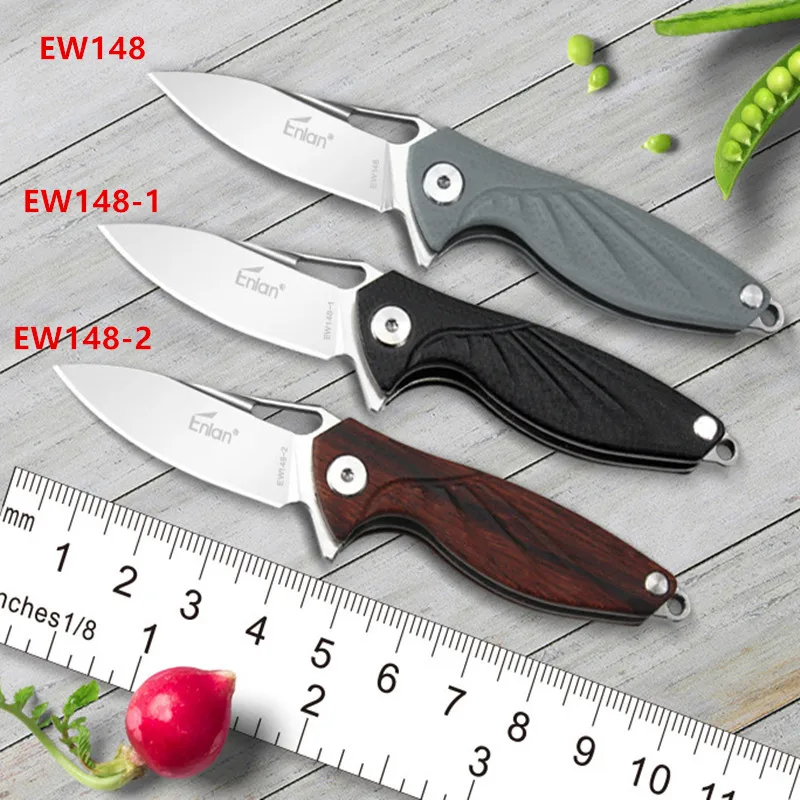 58 61HRC Enlan EW148 12C27 G10 или складной нож с деревянной ручкой инструмент для выживания