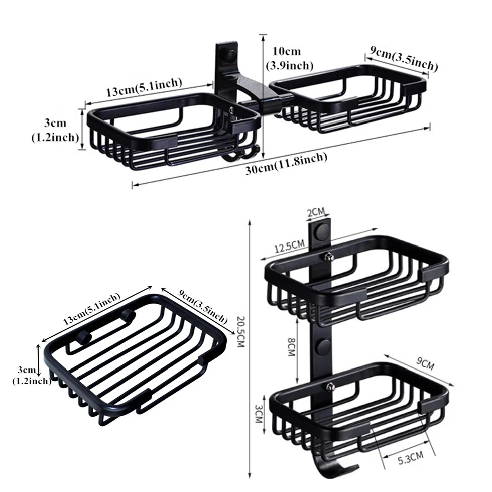 Фото Black Soap Shampoo Holder Bathroom Shelf with Hooks Wall Mounted Space Aluminum Rack Case Box etagere salle de bain Обустройство Black Soap Shampoo Holder Bathroom Shelf with Hooks Wall Mounted Space Aluminum Rack Case Box etagere salle de bain Обустройство