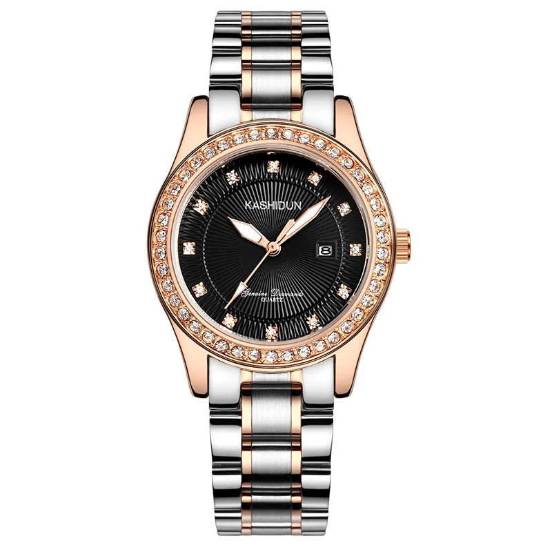 Kashidun Женские Часы Кварцевые Водонепроницаемые Наручные Для Женщин Мода Группа