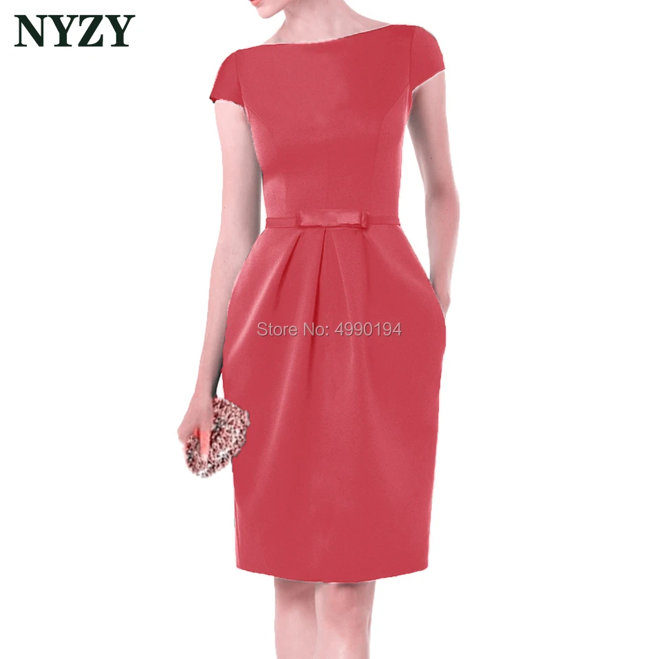 Бирюзовый халат Vestido коктейльные платья NYZY C155 элегантное атласное свадебное платье с карманами праздничная одежда вечернее платье - Цвет: coral