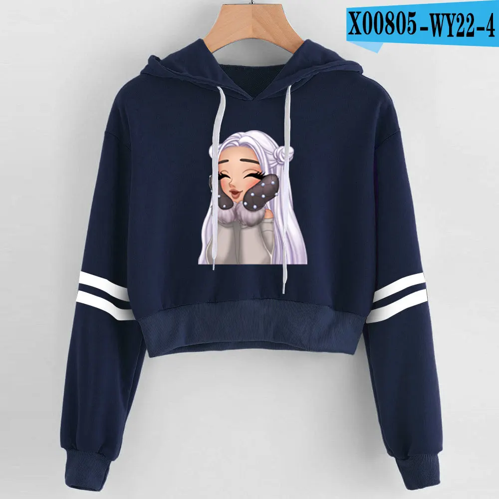 navy Ariana Grande Album Толстовки корейский укороченный Топ Толстовка Женская Harajuku розовая укороченная толстовка женская кавайная одежда хип-хоп - Цвет: navy