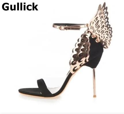 

Gullick/Новинка; летняя модная пикантная женская обувь с вырезами, бабочками и заклепками; кожаная обувь на тонком высоком каблуке с ремешком н...