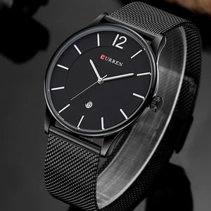 Часы CURREN Мужские кварцевые ультратонкие, Простые Модные Повседневные полностью стальные, в стиле милитари, с датой