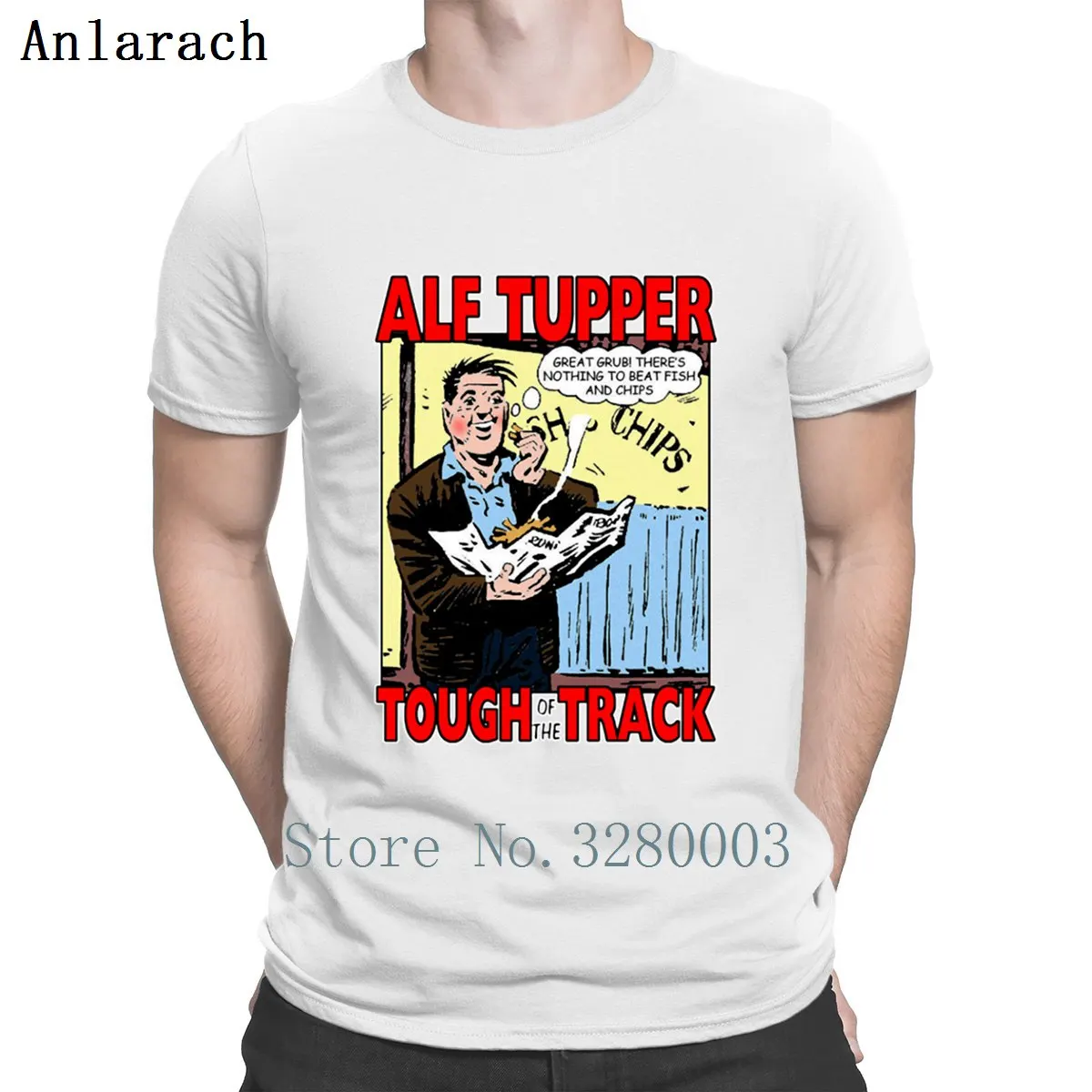Alf Tupper Tougher Of The Track Comic Fish Chips Футболка против морщин Летний стиль Обычная S-3xl