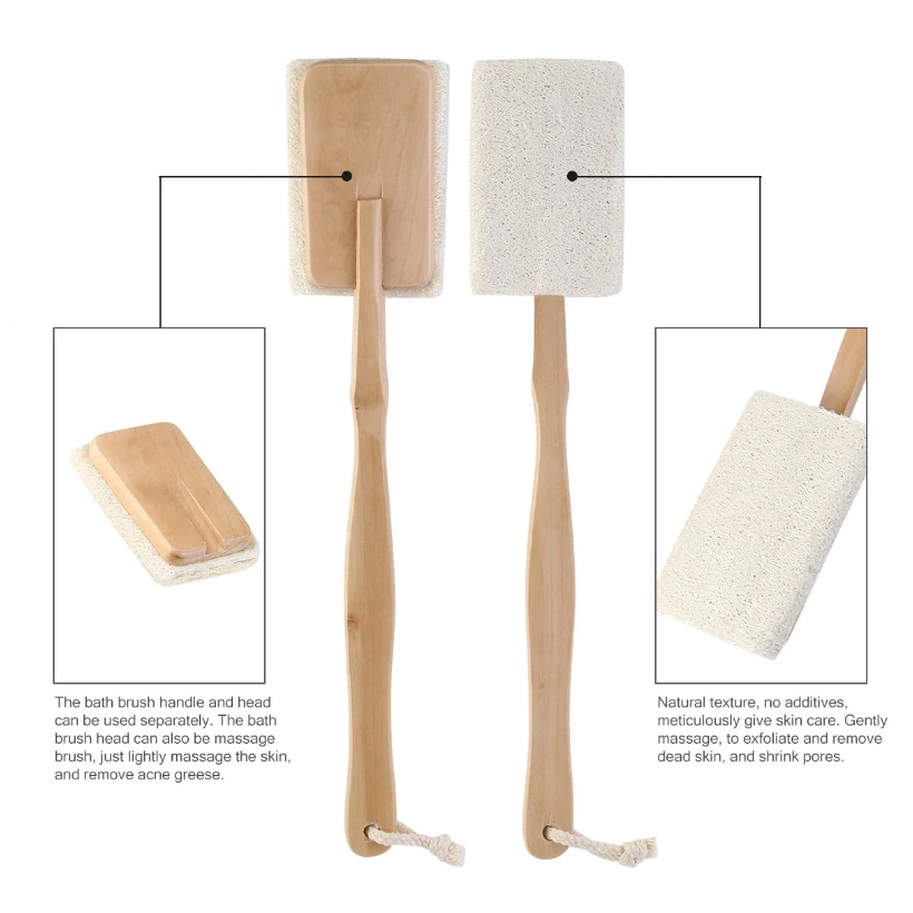 TREESMILE 2PCS Bath brush Back Exfoliating Long Handle Loofah With Wooden Body Massage Brush Bathing D45 | Дом и сад