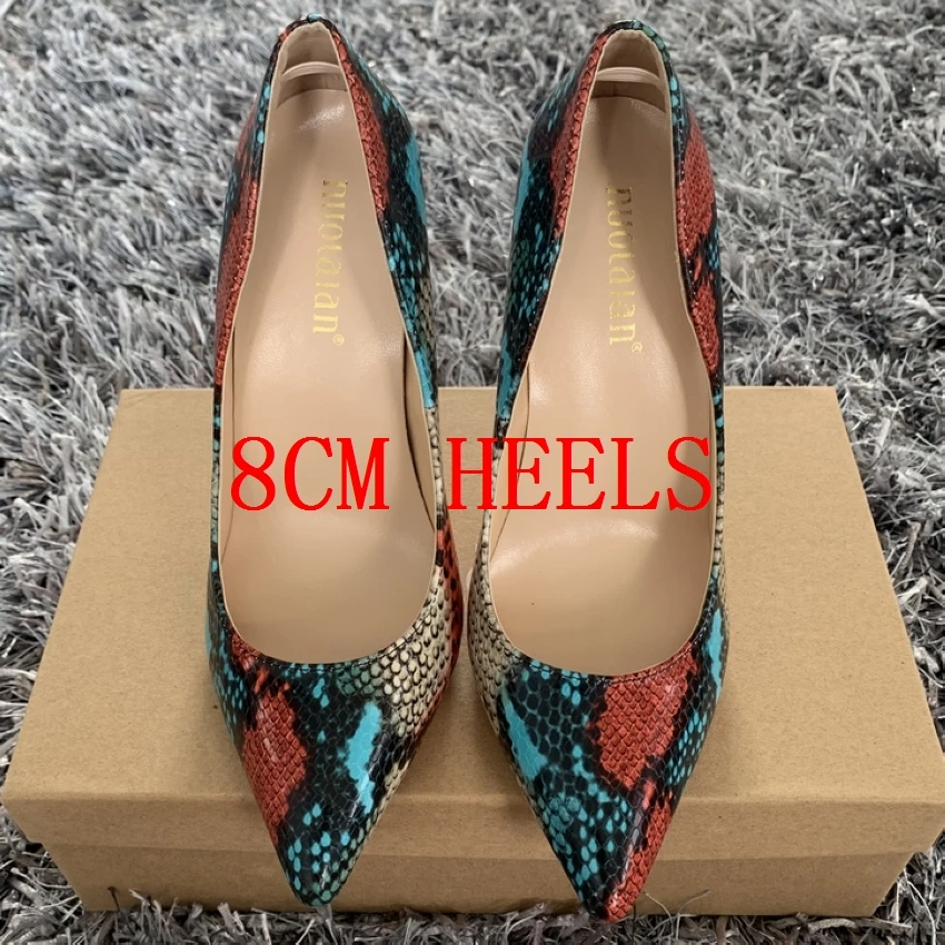RG-swal 8cm 12/10/8 см; пикантные туфли из рельефной змеиной узор Для женщин острый носок и высокий каблук женские слипоны туфли-лодочки на шпильке; модная женская обувь для ночного клуба - Цвет: RG-swal 8cm