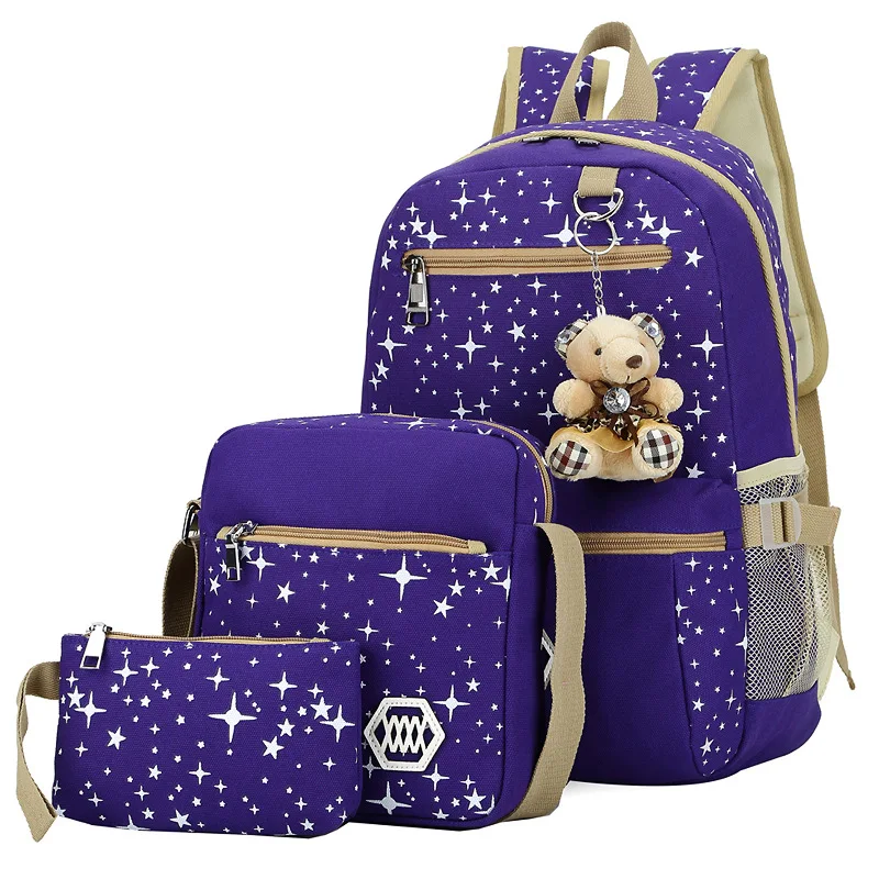 Thick Canvas Schoolbag Printing Backpack With Bear Children School Bags For Girl Cute Backpacks For Teenagers Mochila Feminina