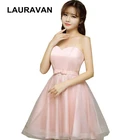 Женское розовое платье принцессы на шнуровке, короткое Пышное Бальное платье без бретелек, модель 2020