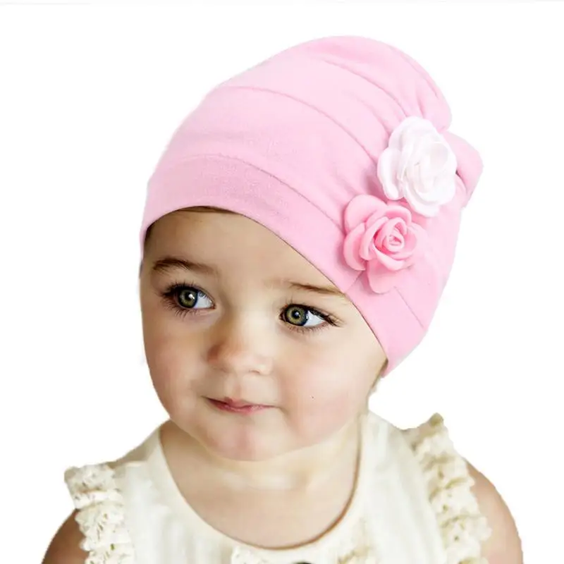 2018 Kids Girls Children Cotton Head Caps Flowers Baby Hat Bonnet Fashion Hair Band New |