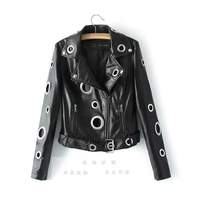 

2020 Autumn Women Metal circle Camouflage Army Green Slim Cool Lady PU Leather Jackets Sweet Female Zipper Faux Femme Outwear