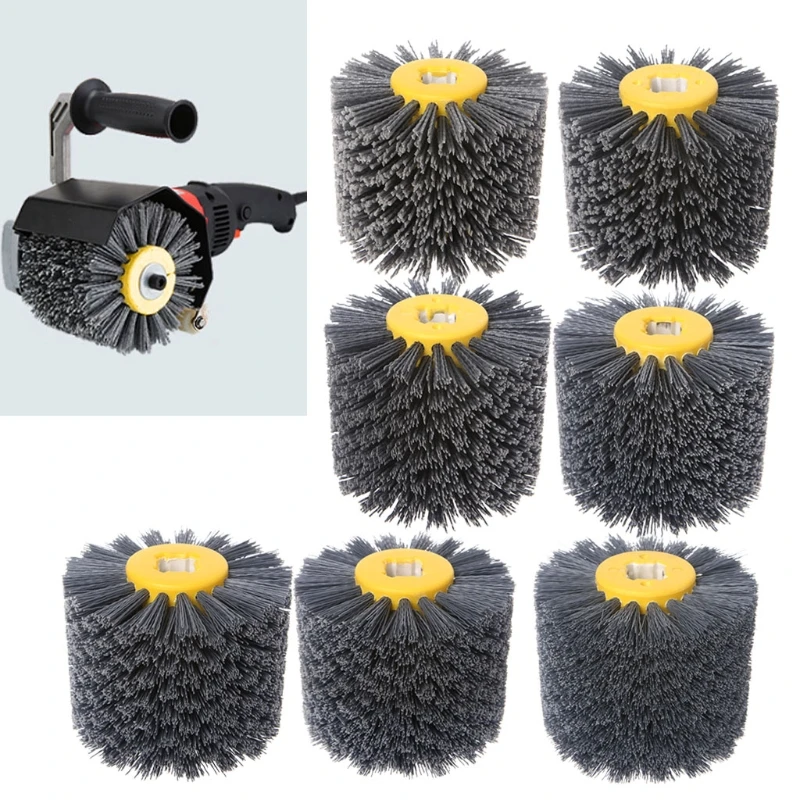 Deburring Abrasive Wire Drawing Round Brush Head Polishing Grinding Tool Buffer Wheel For Furniture Wood Sculpture Rotary Drill