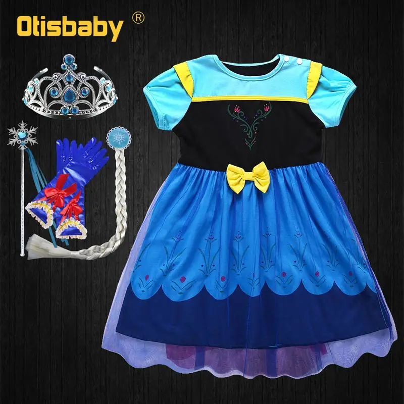 Летнее бальное платье Снежной Королевы на крестины для детей 1 6 лет дня рождения