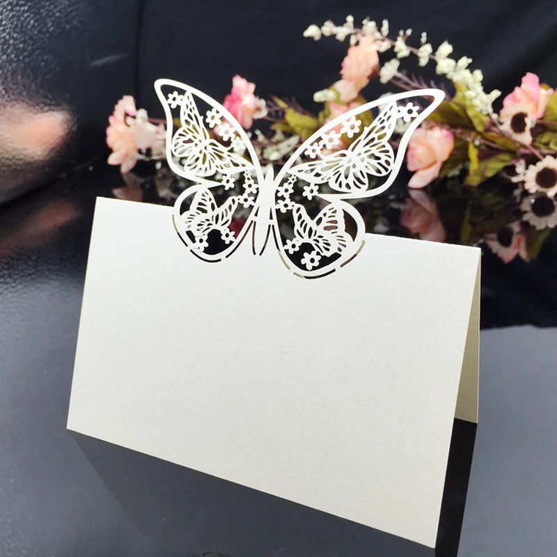 10 цветов 50 шт. Карточки С Рисунком бабочки|card birthday|wedding card messagewedding message |