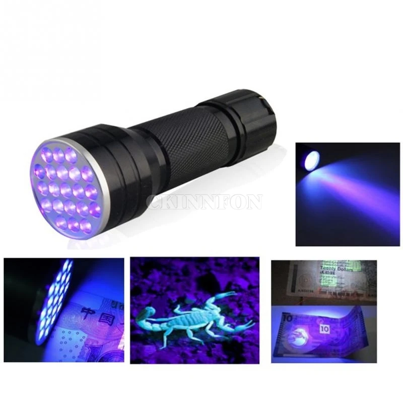 

DHL 200PCS 3AAA Aluminium Invisible Blacklight Ink Marker 21 LED UV Ultra Portable Flashlight Torch Light Lamp