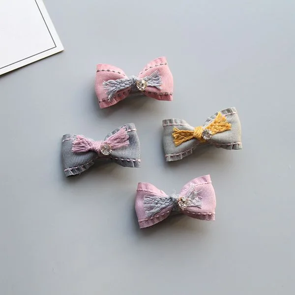 Оптом магазинная 20 штук мода лук заколки сплошной Kawaii Мини бантом Заколки для