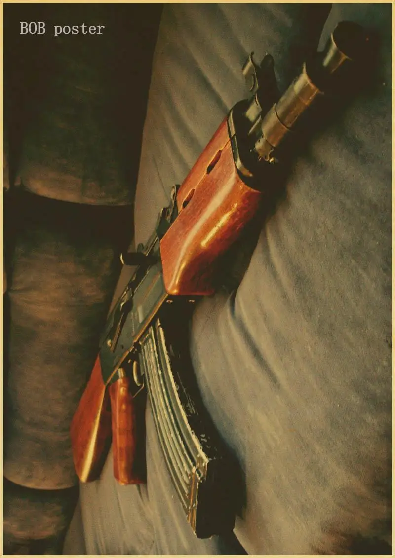 Ретро плакат пистолет AK47 плакат карта военный плакат крафт-бумага ВИНТАЖНЫЙ ПЛАКАТ Мужская комната декоративный бар украшение